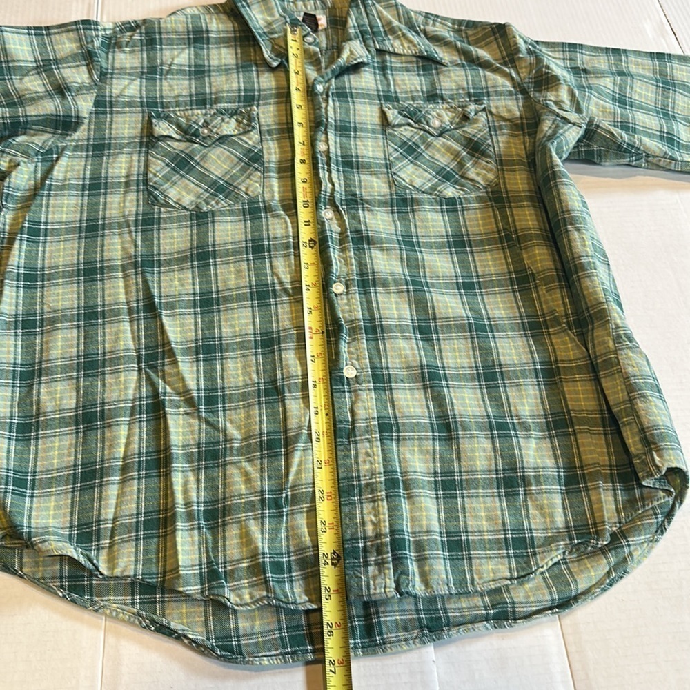 Golden Bell Brand flannel striped men’s button down in XL 100% cotton green - Picture 4 of 8